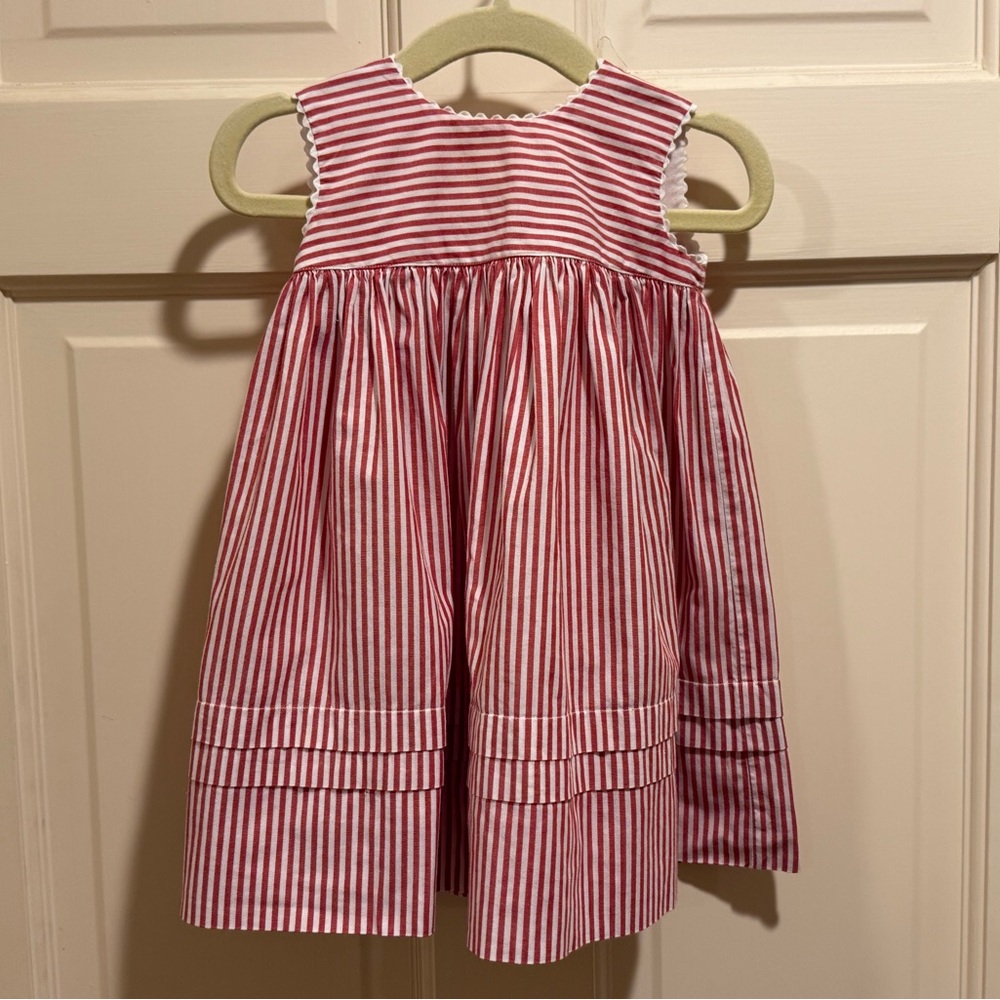 Bonpoint Red and White Striped Dress 6M